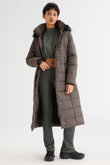 Long Puffer Coat with Hood Fur - Orolay, #color_Coffee