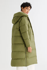 Orolay-Long Puffer Down Jacket with Hem Slit-#color_Peat Moss