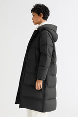 Orolay-Long Puffer Down Jacket with Hem Slit-#color_Black