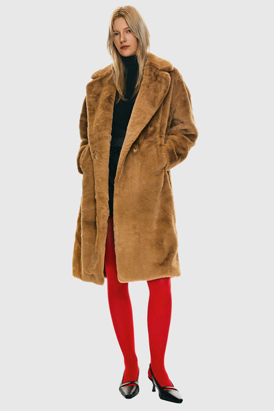 Orolay Women's Faux Fur Mid-Length Sherpa Teddy Coat