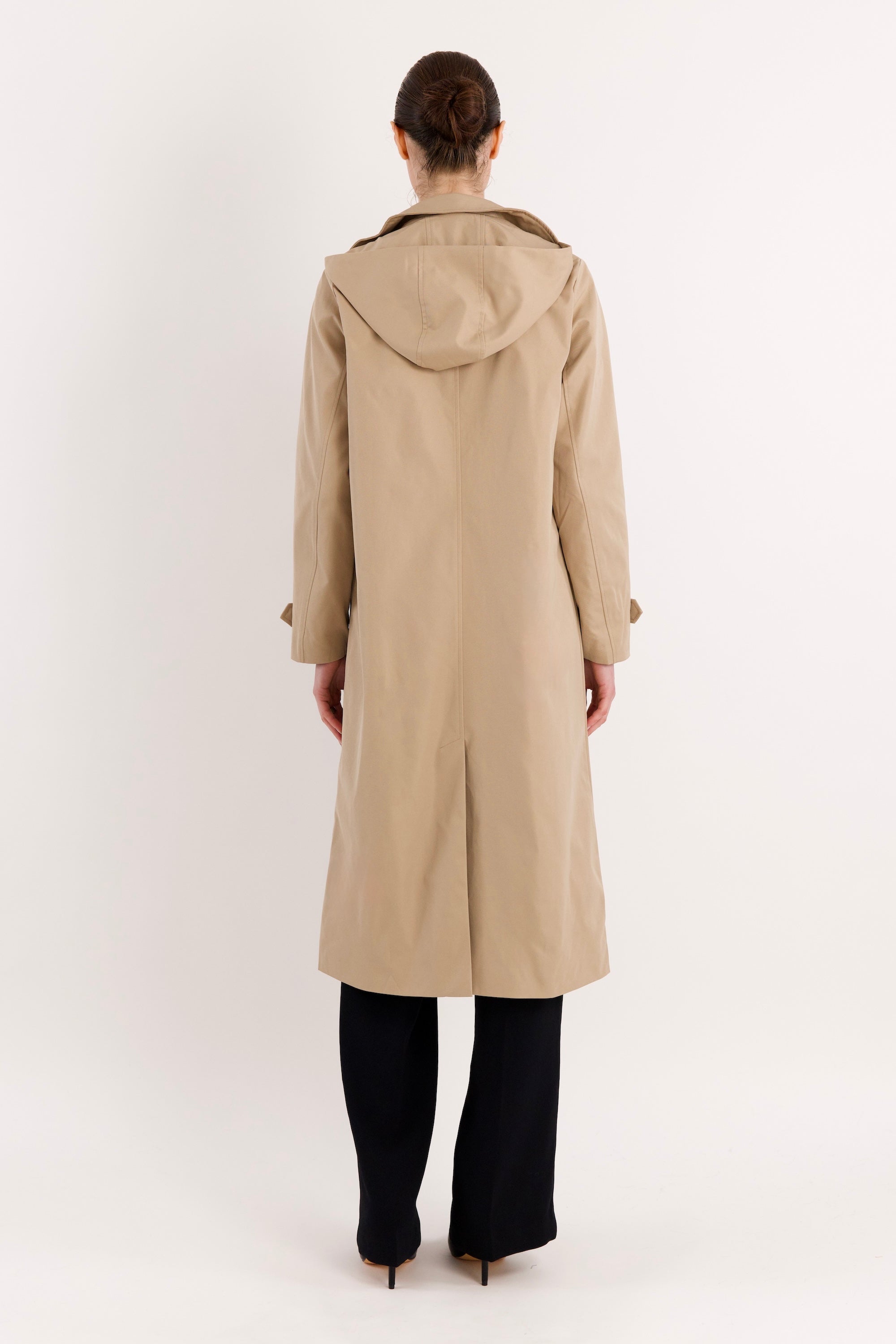 Long Single-Breasted Trench Coat #color_Frosted Almond