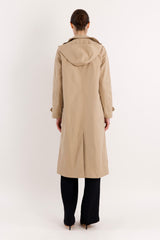Long Single-Breasted Trench Coat #color_Frosted Almond
