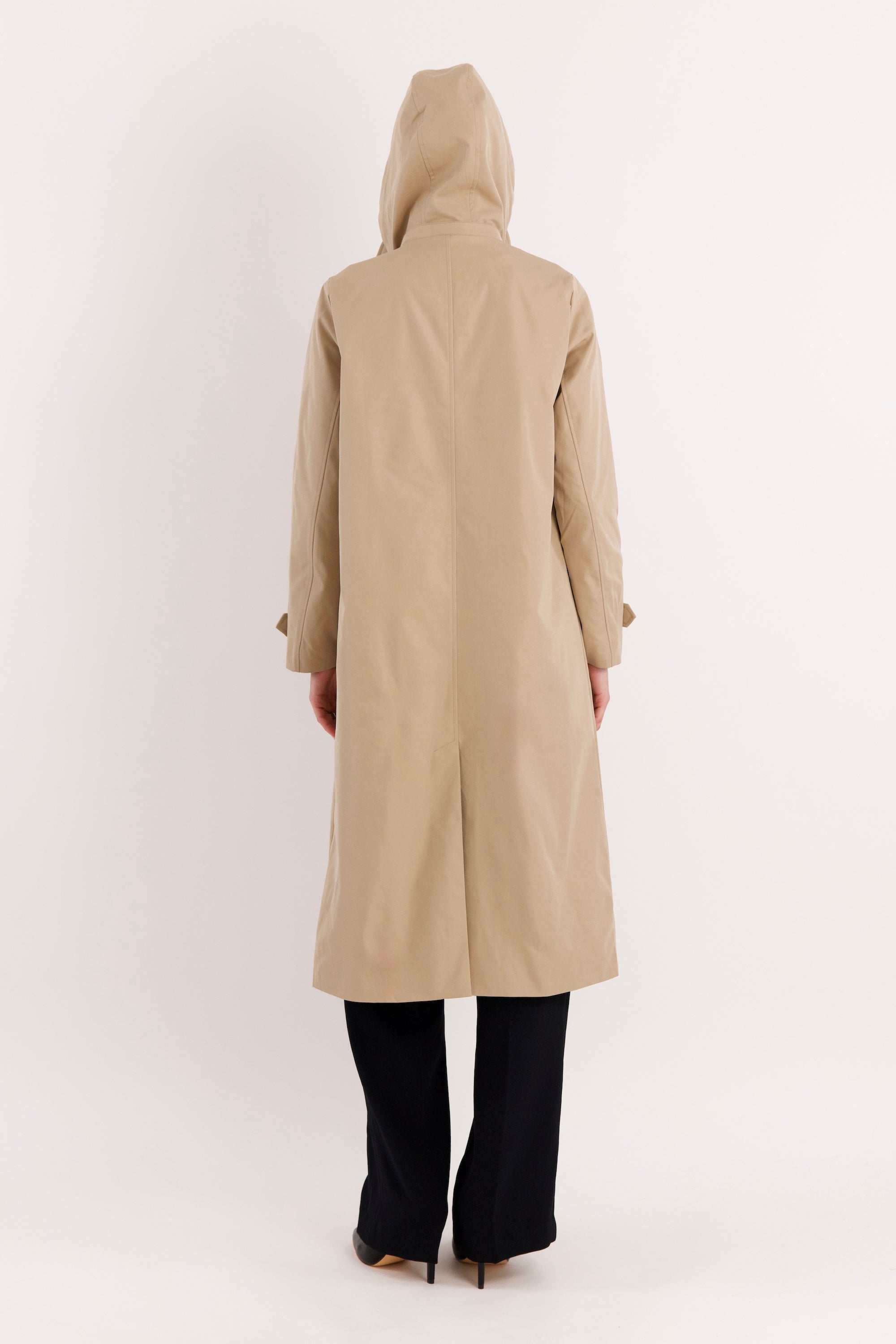 Long Single-Breasted Trench Coat #color_Frosted Almond
