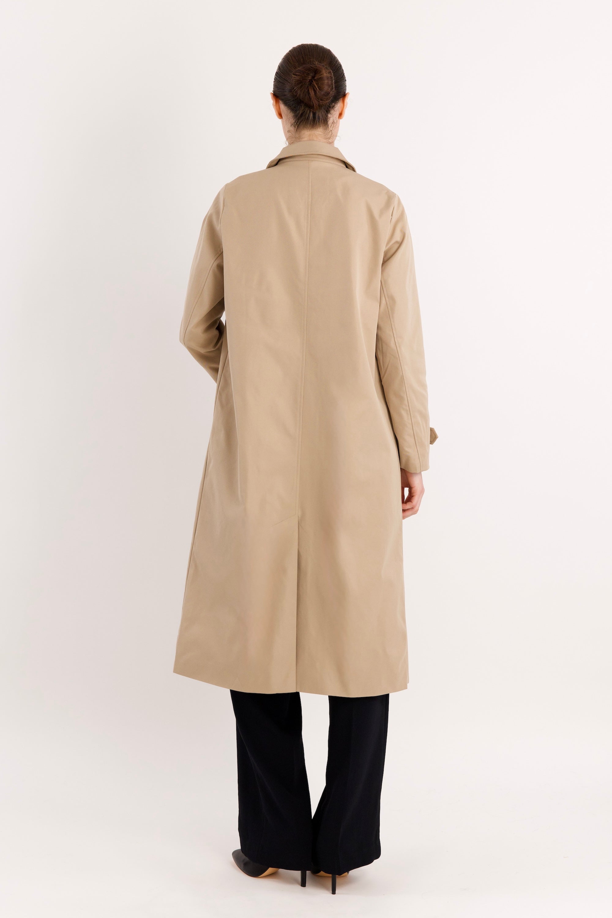 Long Single-Breasted Trench Coat #color_Frosted Almond