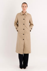 Long Single-Breasted Trench Coat #color_Frosted Almond
