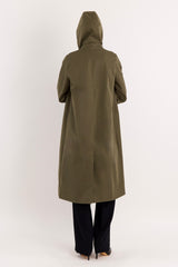 Long Single-Breasted Trench Coat #color_olive