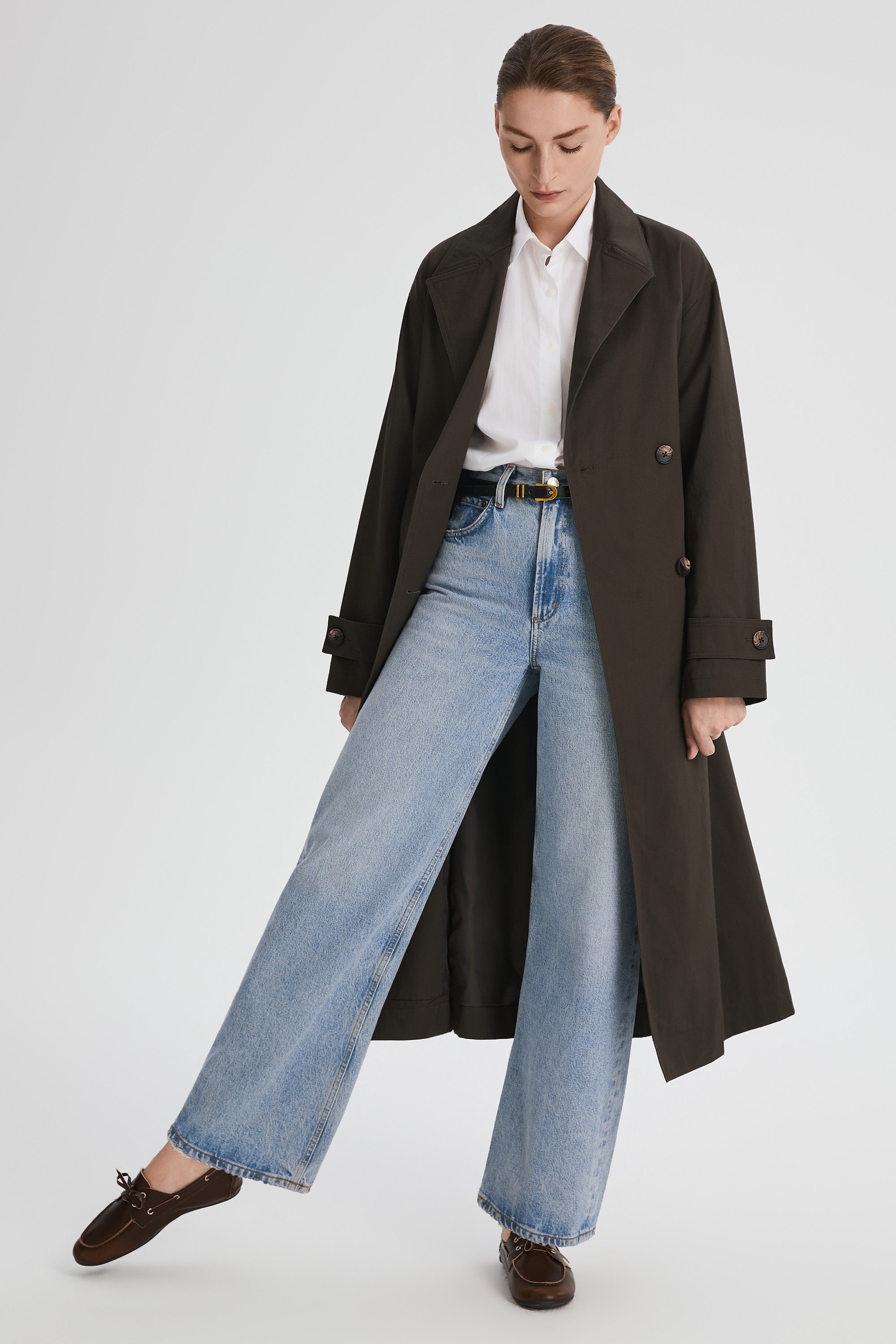 Maxi Length Oversized Trench Coat orolay #color_coffee