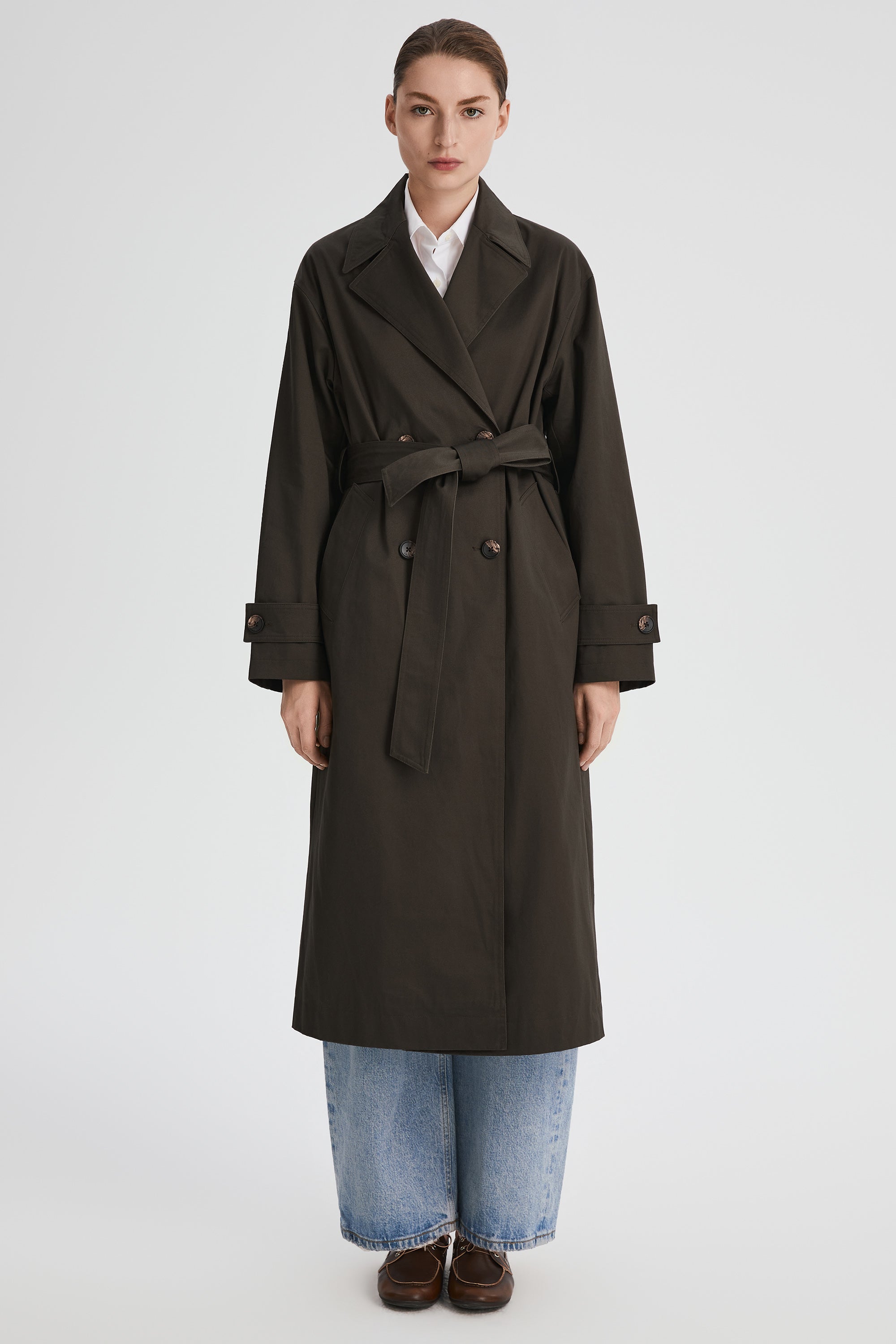 Maxi Length Oversized Trench Coat orolay #color_coffee