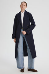 Maxi Length Oversized Trench Coat orolay #color_navy