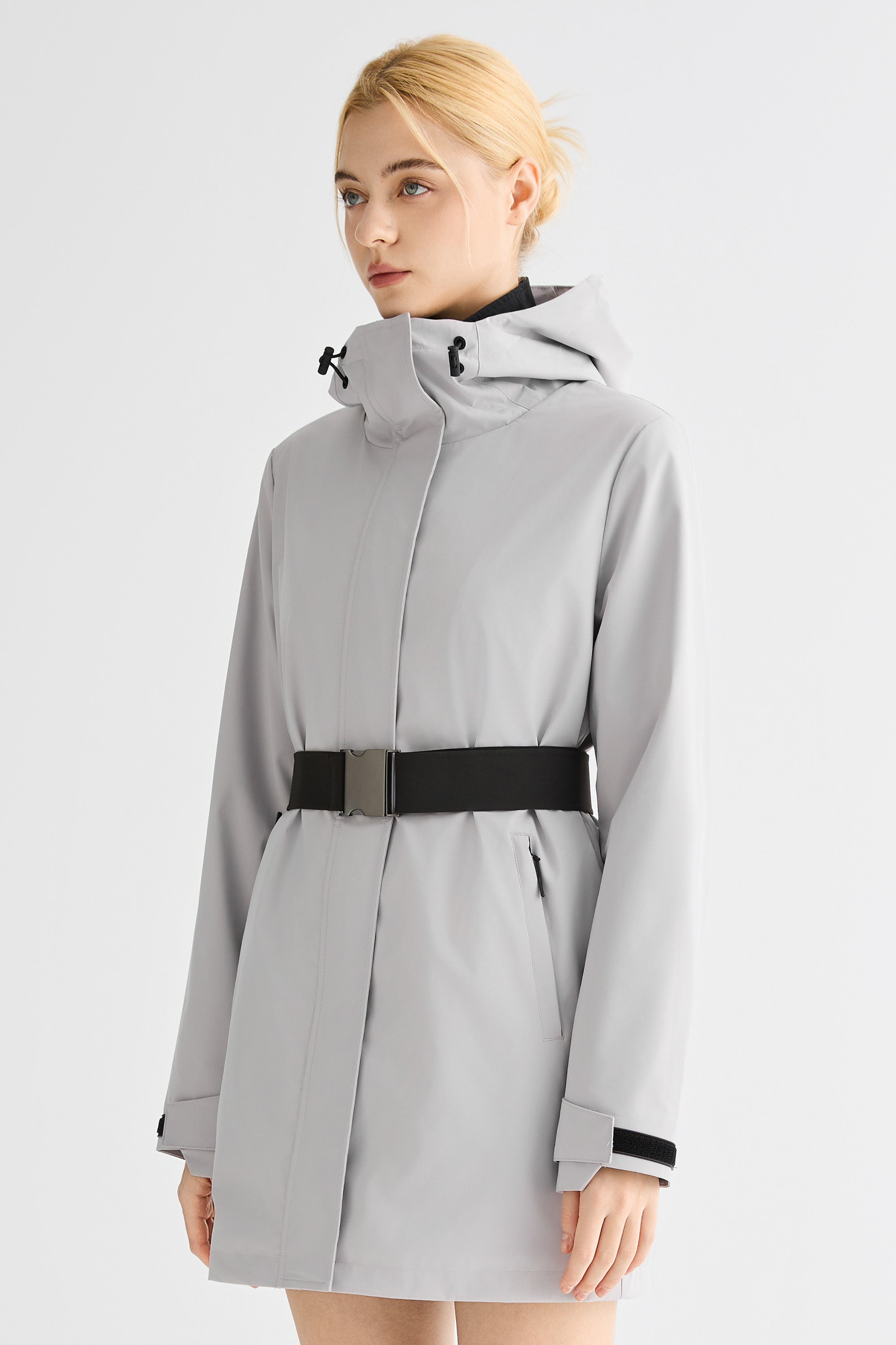 Mid-Length Waterproof Trench Jacket orolay #color_gray