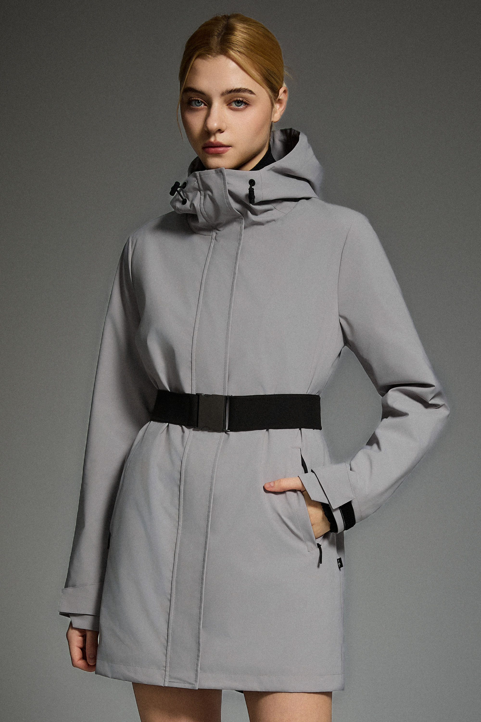 Mid-Length Waterproof Trench Jacket orolay #color_gray