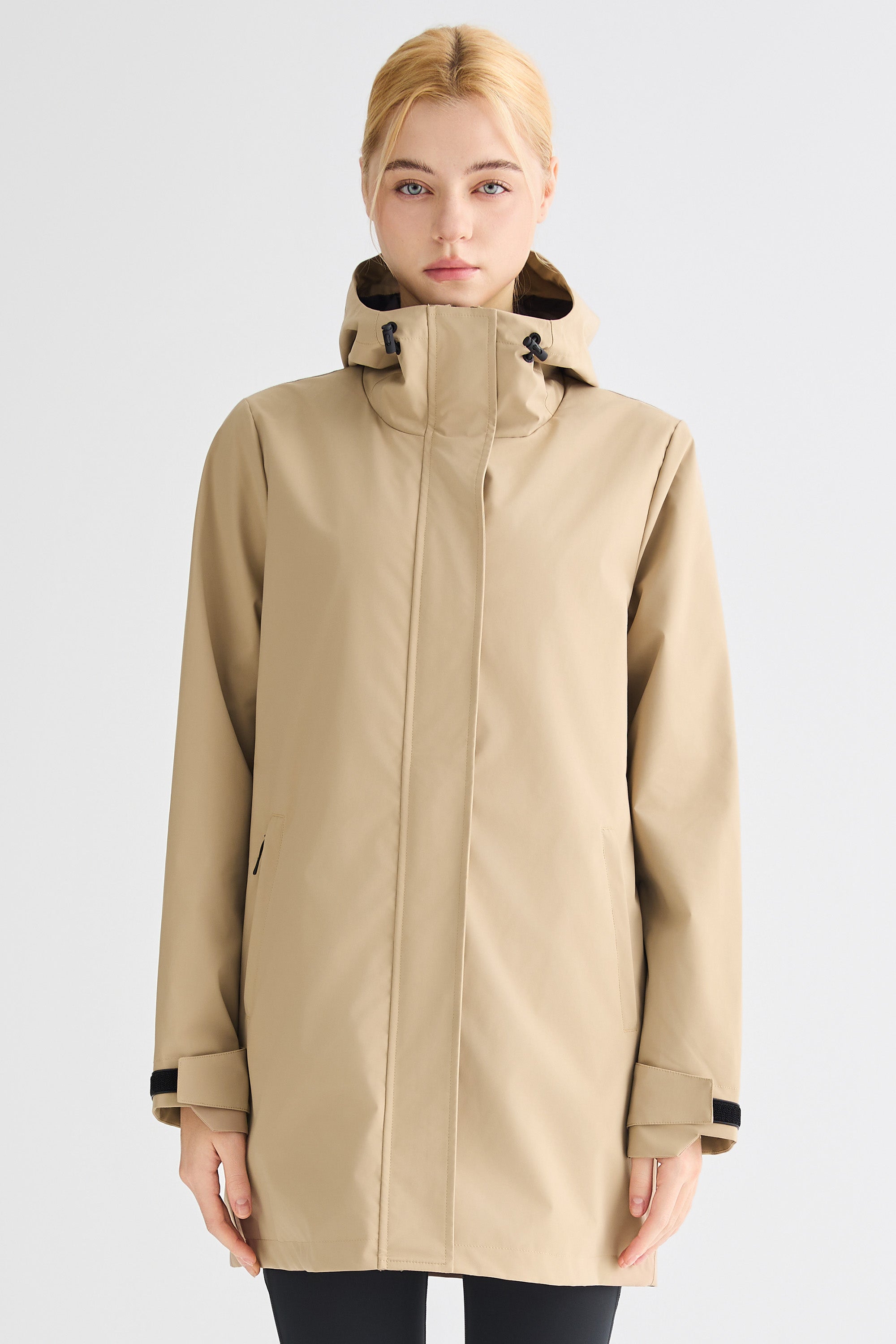 Mid-Length Waterproof Trench Jacket orolay #color_khaki