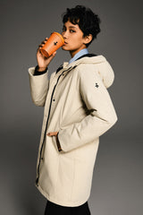 Mid-Length Windproof Parka Coat #color_beige