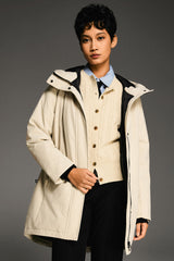 Mid-Length Windproof Parka Coat #color_beige