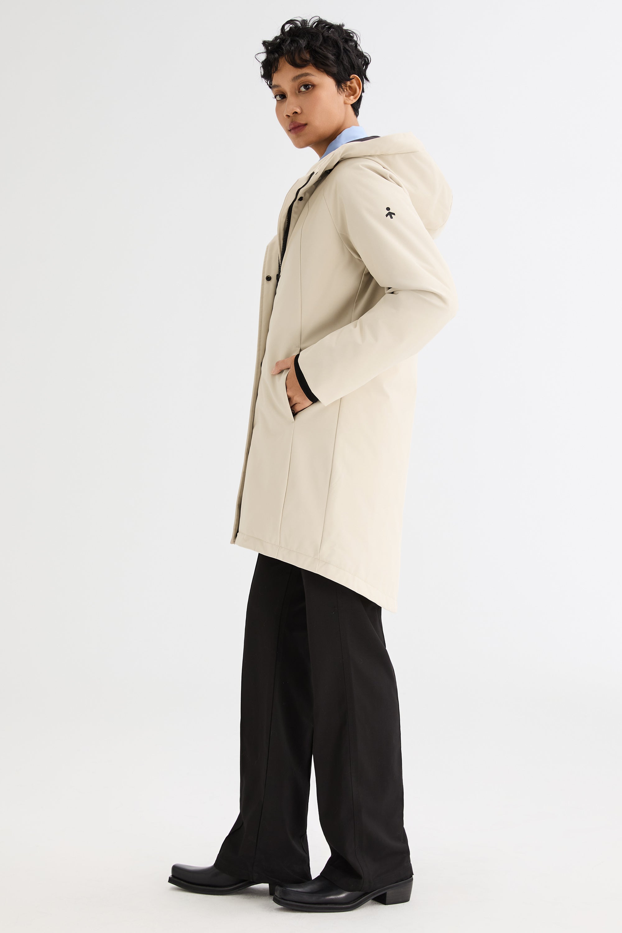 Mid-Length Windproof Parka Coat #color_beige