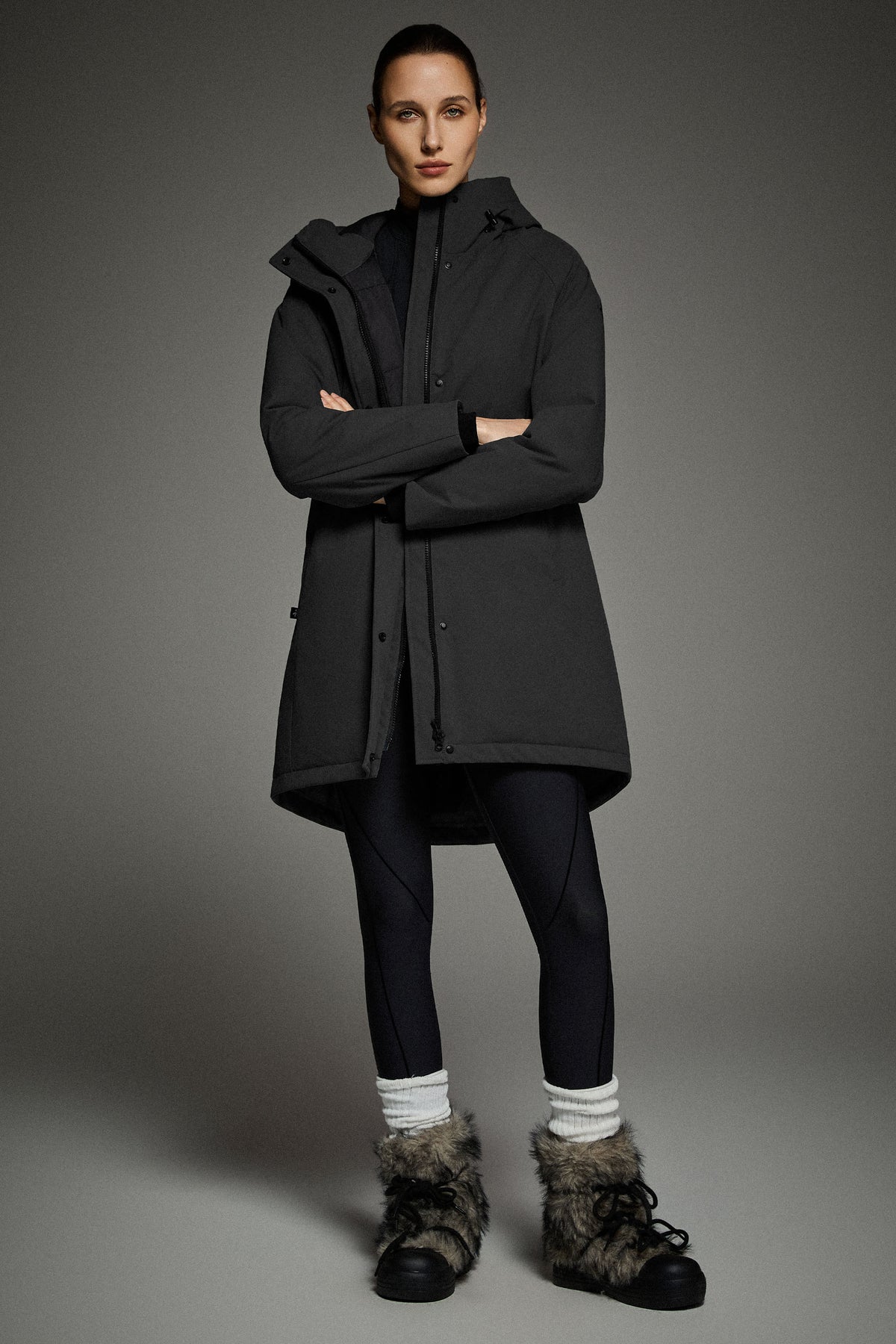 Mid Length Windproof Parka Coat