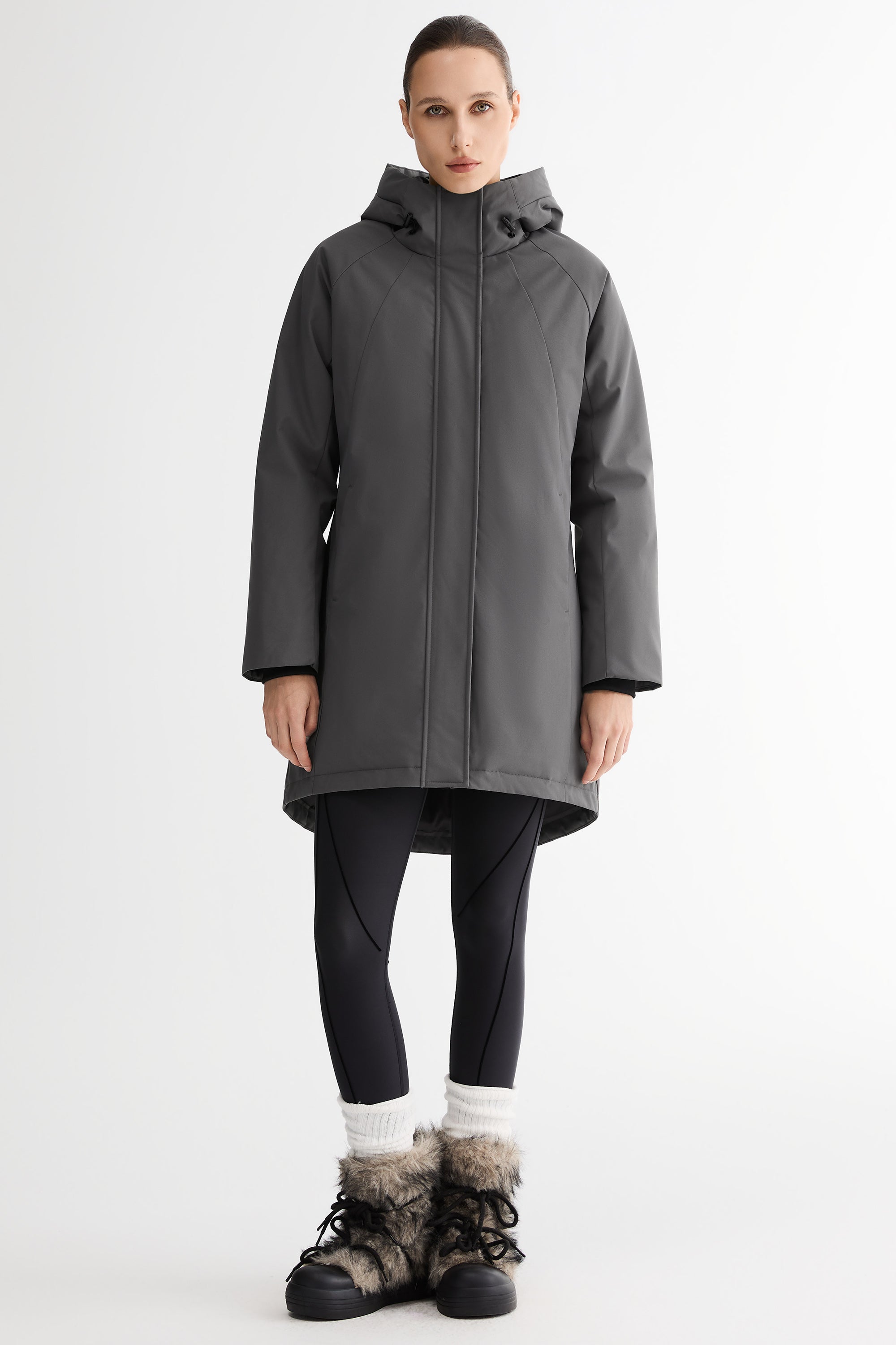 Mid-Length Windproof Parka Coat #color_gray