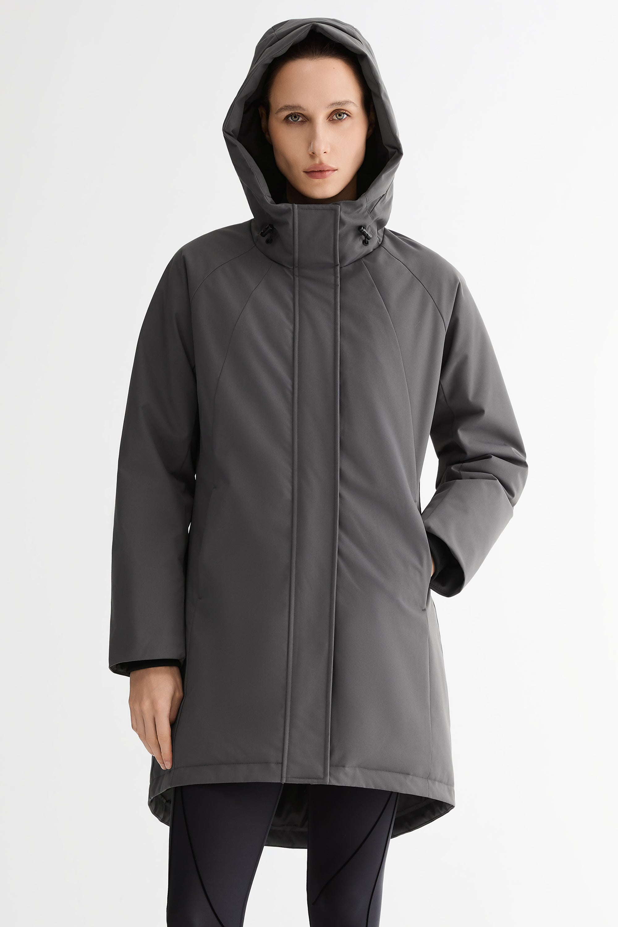 Mid-Length Windproof Parka Coat #color_gray