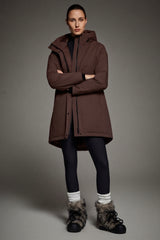 Mid-Length Windproof Parka Coat #color_coffee