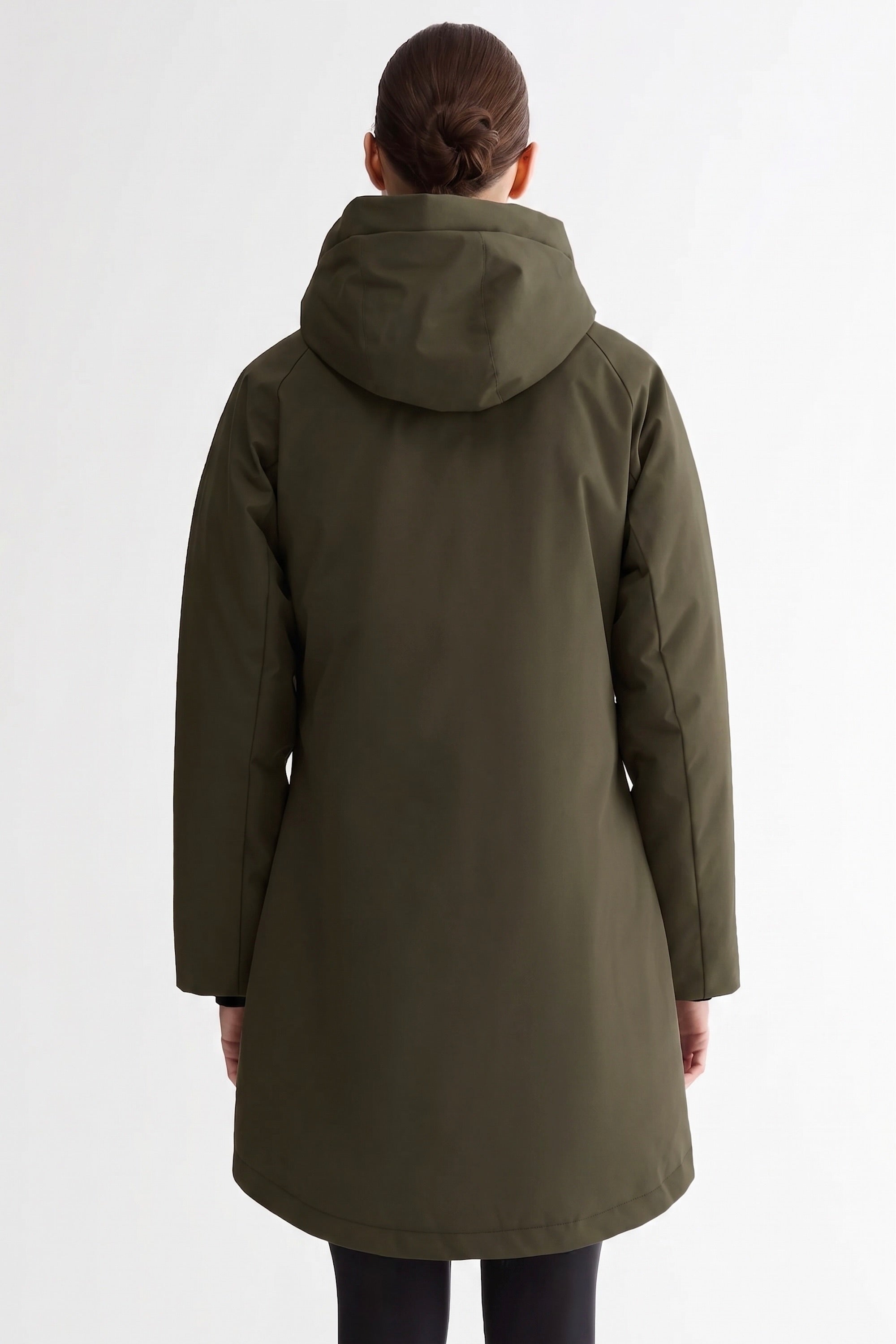 Mid-Length Windproof Parka Coat #color_olive
