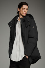 Mid-length Dual-Pocket Hooded Down Parka Jacket Orolay #color_black