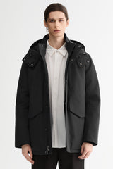 Mid-length Dual-Pocket Hooded Down Parka Jacket Orolay #color_black