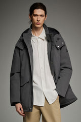 Mid-length Dual-Pocket Hooded Down Parka Jacket Orolay #color_gray