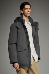 Mid-length Dual-Pocket Hooded Down Parka Jacket Orolay #color_gray