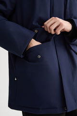 Mid-length Dual-Pocket Hooded Down Parka Jacket Orolay #color_navy