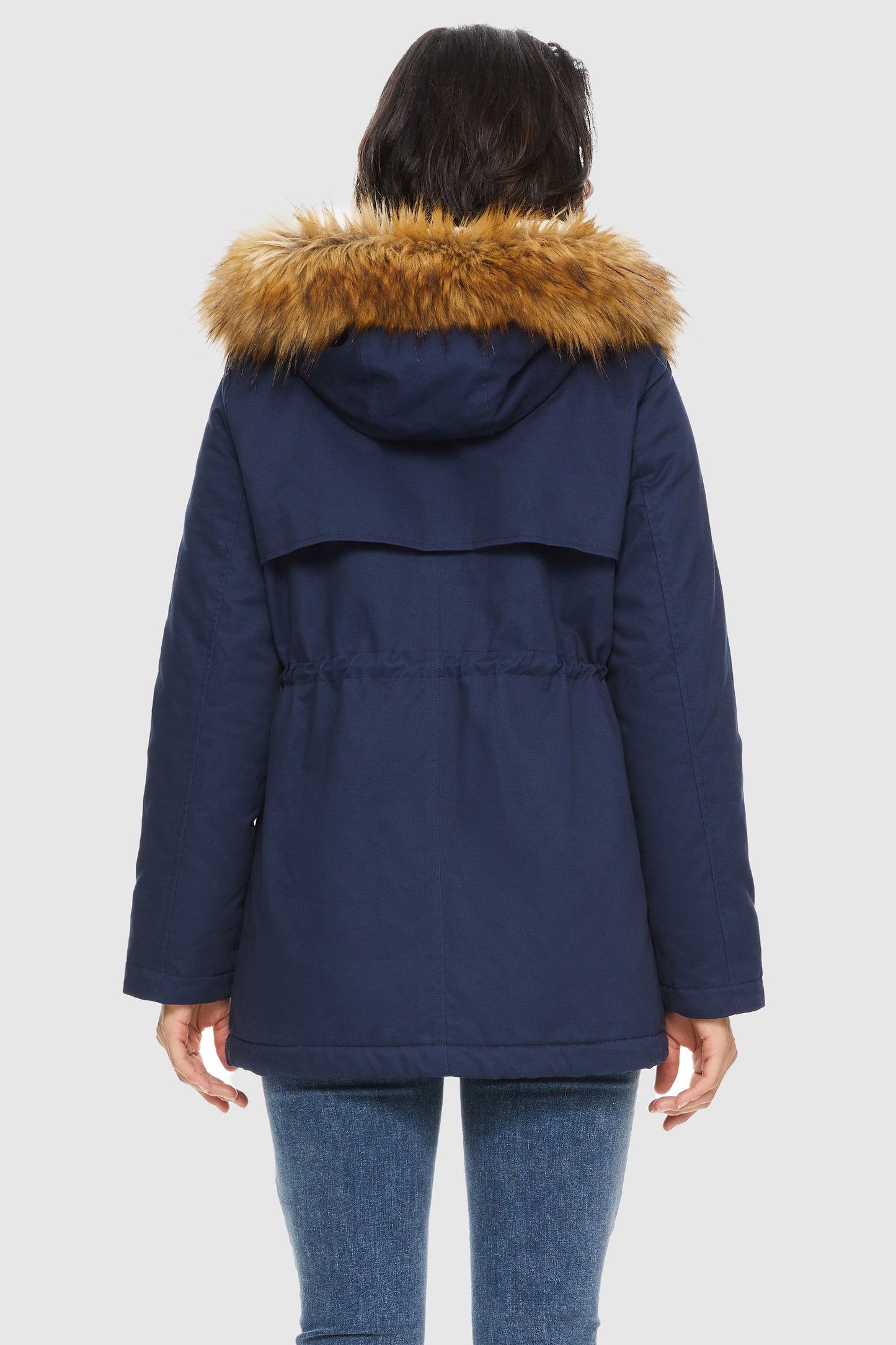 Faux Fur Thickened Hooded Parka Jacket