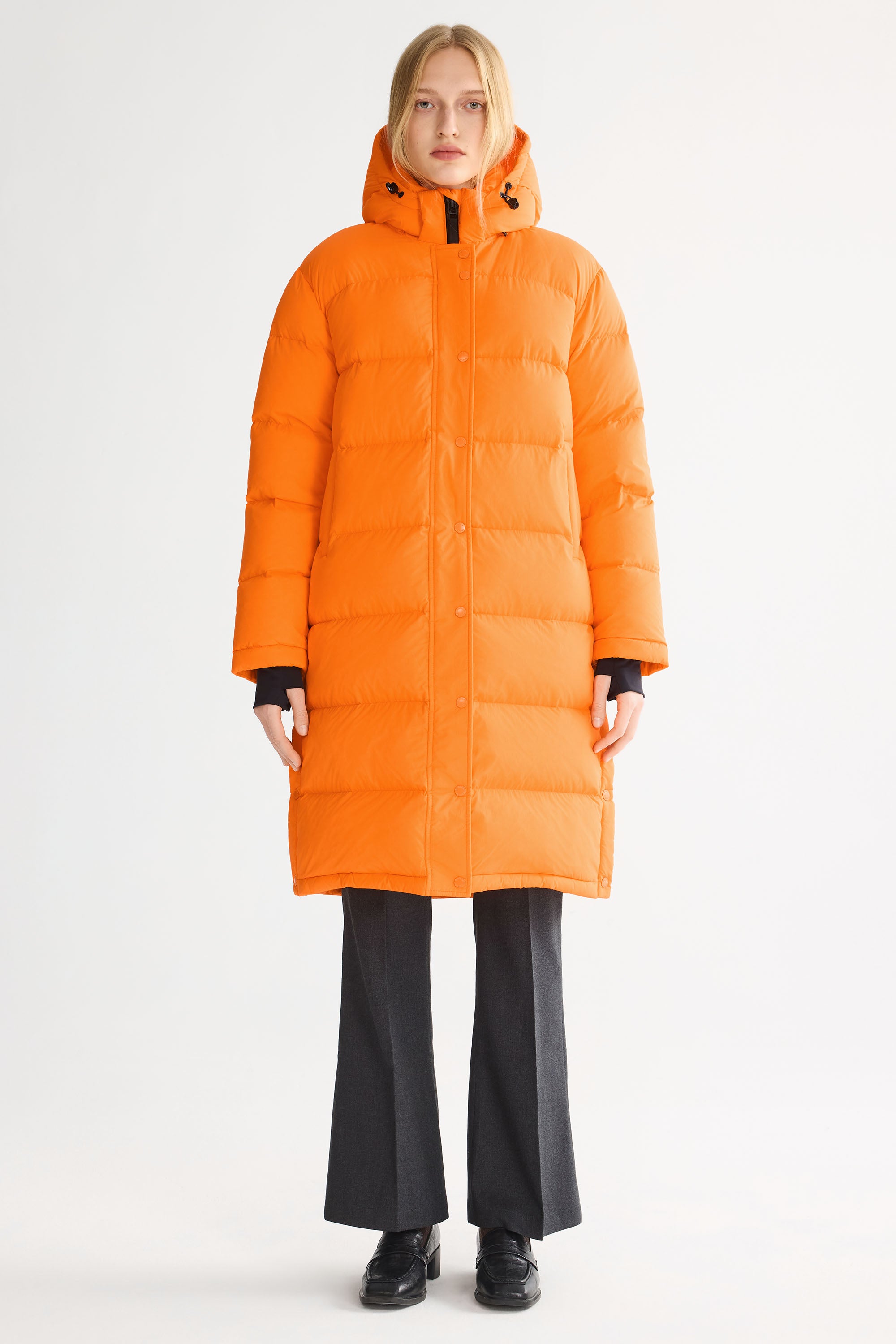 Orolay-Aurora Long Detachable Hooded Down Parka-#color_Bright Marigold