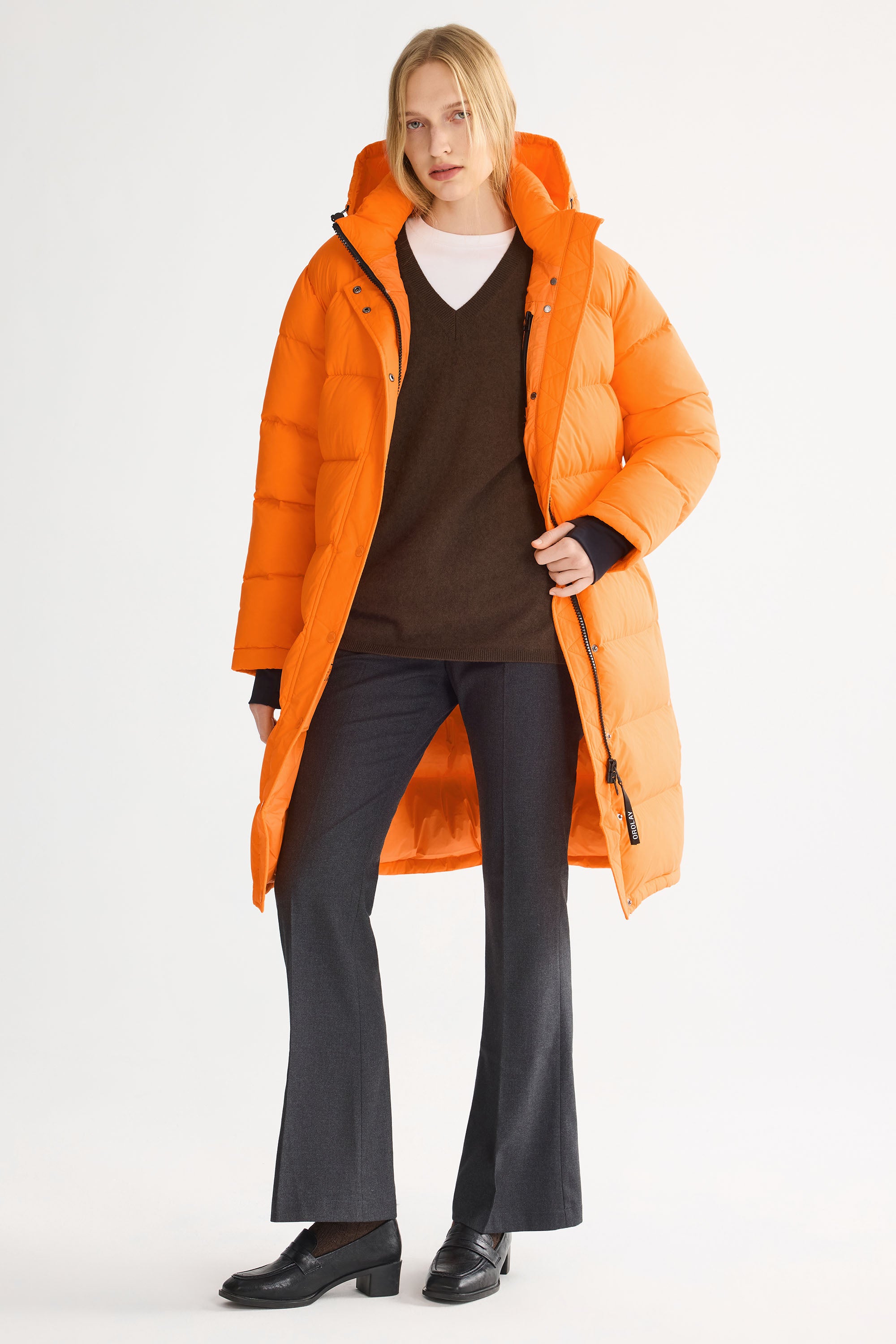Orolay-Aurora Long Detachable Hooded Down Parka-#color_Bright Marigold