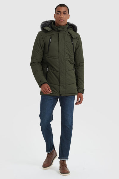 Orolay Men's Hooded Mountain Parka with Faux Fur