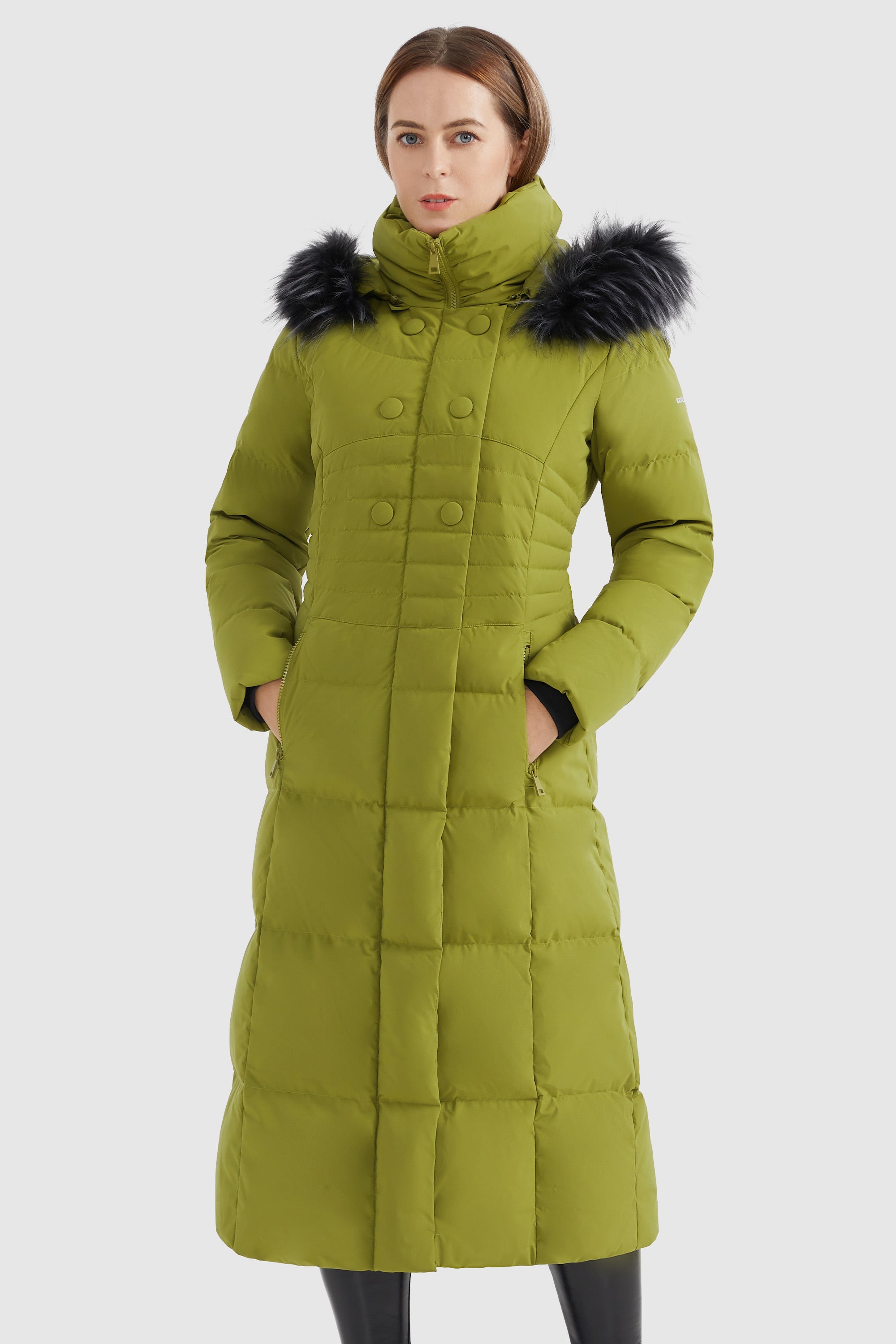 Orolay Women's Quilted Hooded Fur Long Puffer Coat