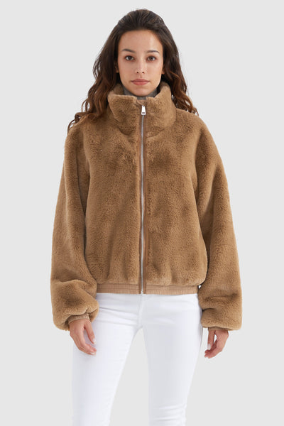 Orolay Women's Solid Faux Fur Winter Fuzzy Coat