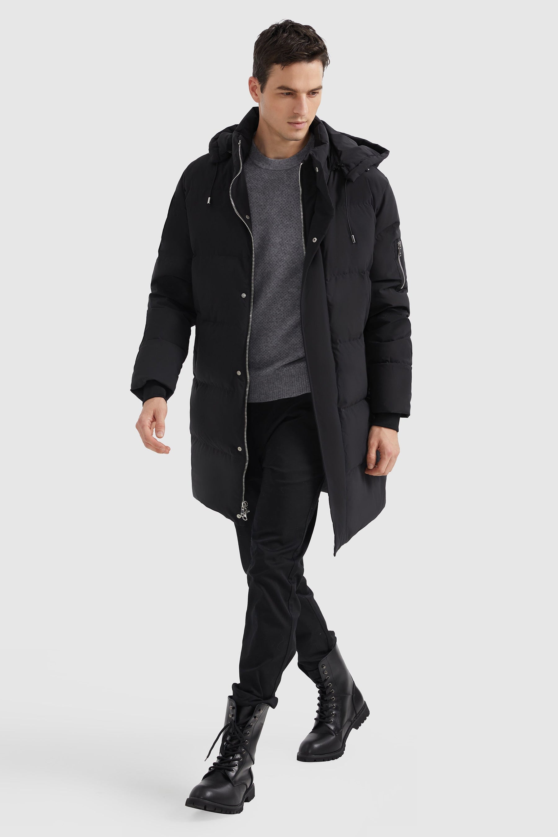 Mens thickened down jacket with snap details