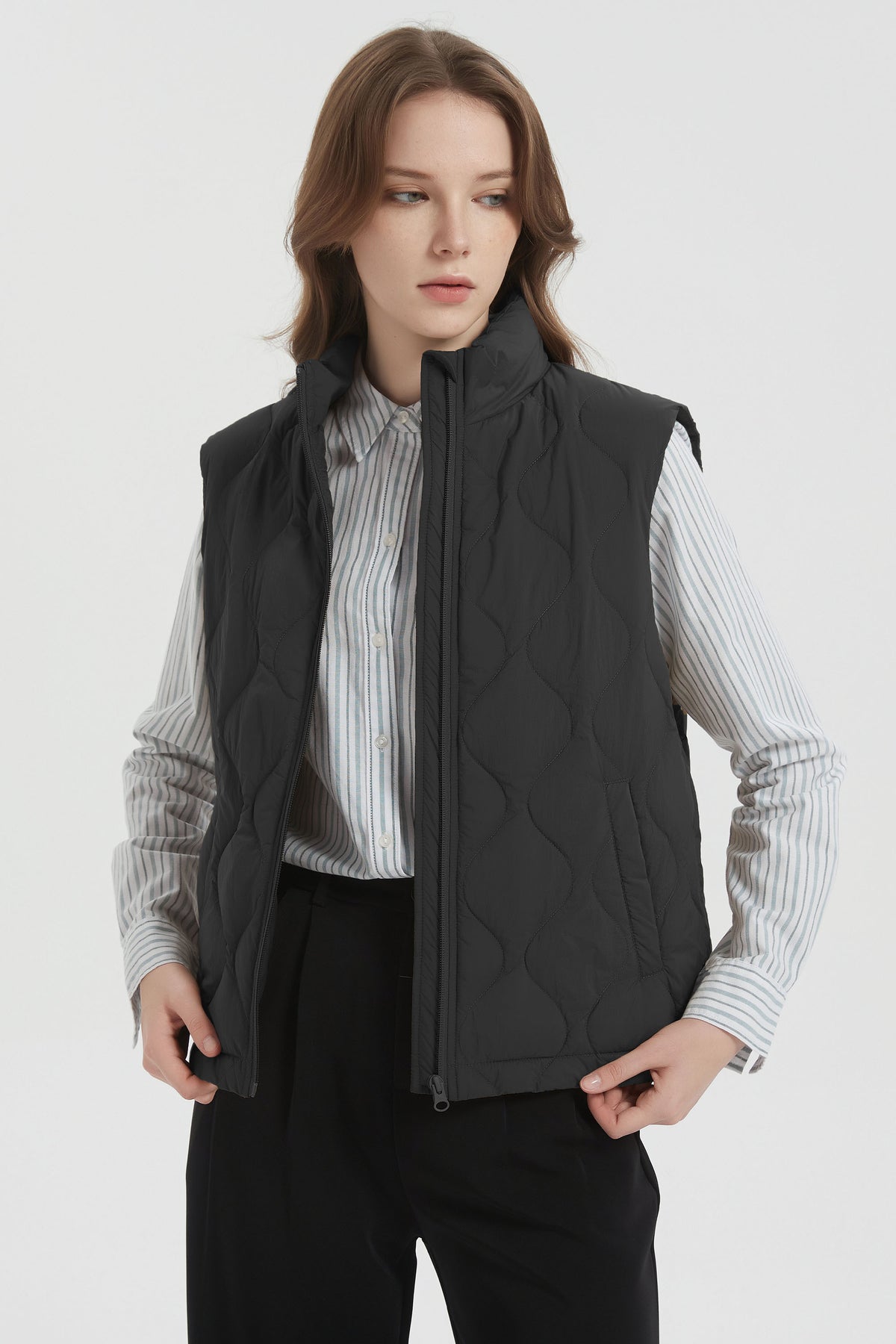 Cropped Down Puffer Vest Zip Up Lightweight