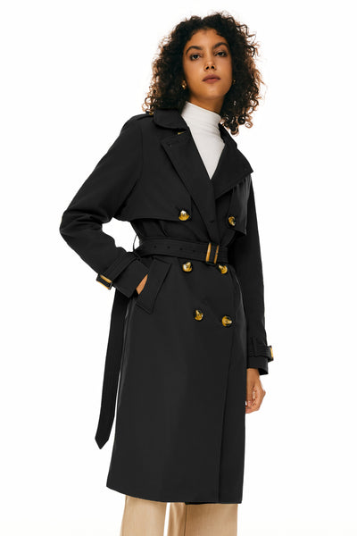 Orolay Women's 3/4 Length Belted Double-Breasted Trench Coat