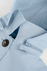 Orolay-Single-Breasted Trench-#color_Light Blue