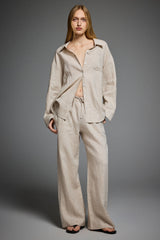 Oversized Linen Button-Up Shirt #color_Natural Ecru
