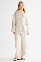 Oversized Linen Button-Up Shirt #color_Natural Ecru