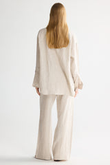 Oversized Linen Button-Up Shirt #color_Natural Ecru