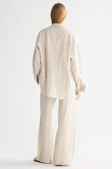 Oversized Linen Button-Up Shirt #color_Natural Ecru