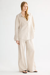 Oversized Linen Button-Up Shirt #color_Natural Ecru
