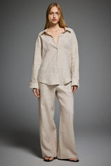 Oversized Linen Button-Up Shirt #color_Natural Ecru