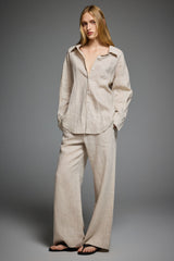Oversized Linen Button-Up Shirt #color_Natural Ecru