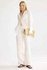 Oversized Linen Button-Up Shirt #color_white