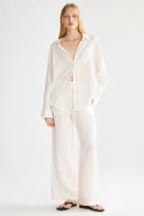 Oversized Linen Button-Up Shirt #color_white