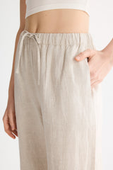 Oversized Linen Wide-Leg Drawstring Pants Orolay #color_Natural Ecru
