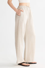 Oversized Linen Wide-Leg Drawstring Pants Orolay #color_Natural Ecru